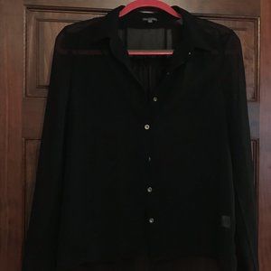 Black sheer mesh Charlotte Russe button-up blouse size M
